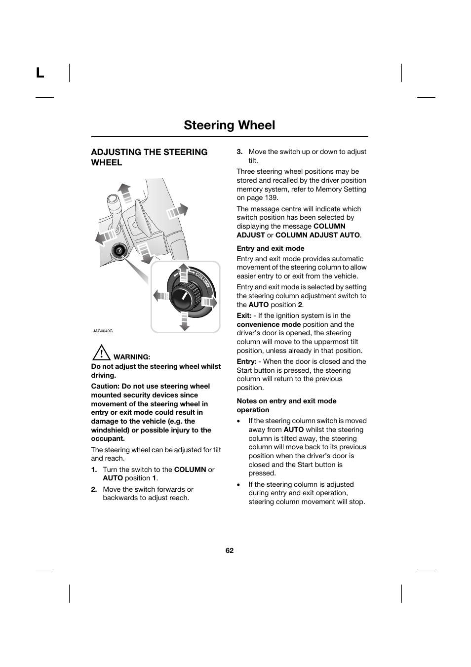 Steering wheel | Jaguar XK JJM 18 02 30 701 User Manual | Page 53 / 260