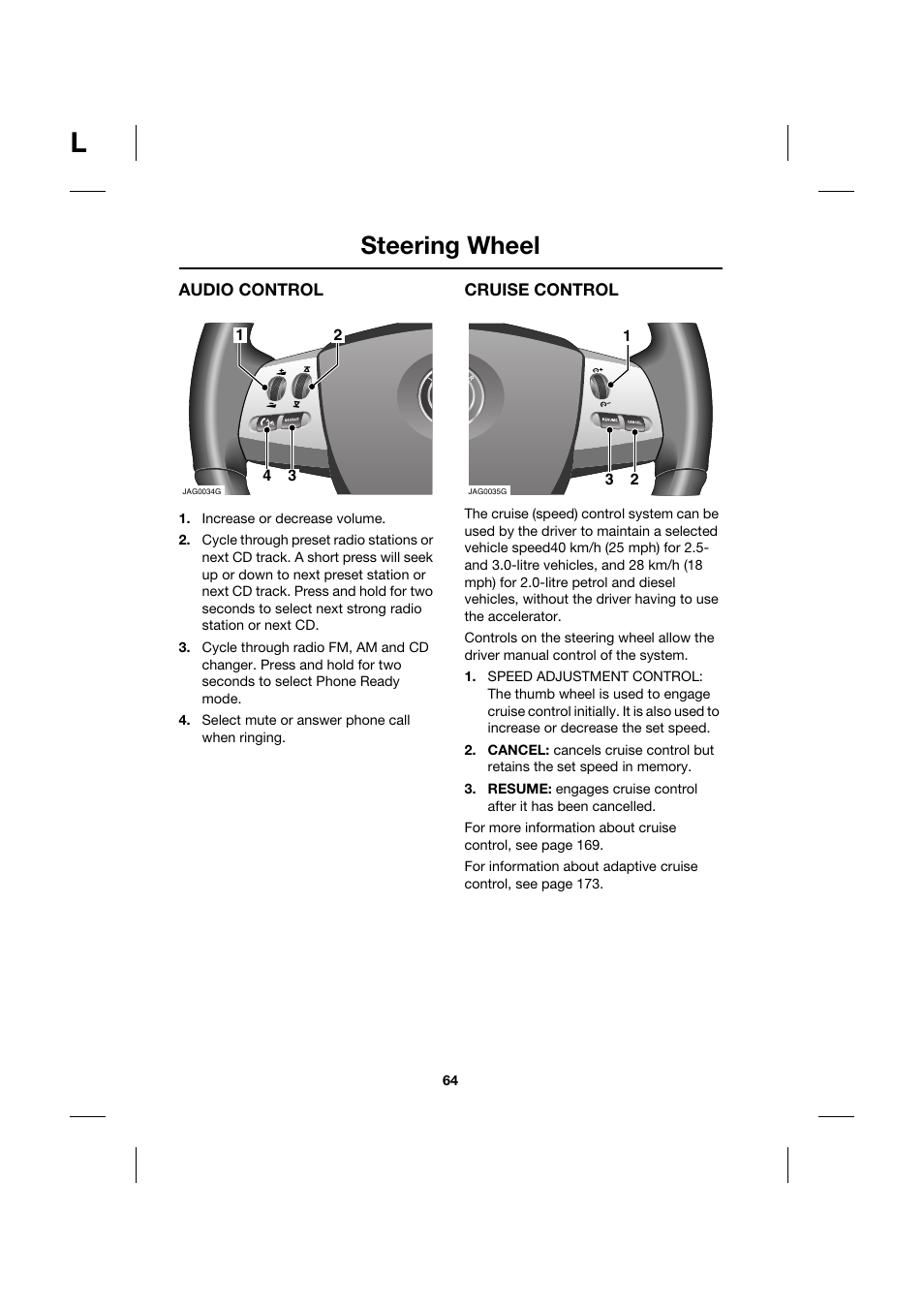 Steering wheel | Jaguar XK JJM 18 02 30 701 User Manual | Page 55 / 260