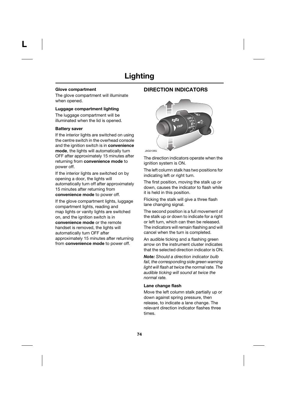 Lighting | Jaguar XK JJM 18 02 30 701 User Manual | Page 65 / 260