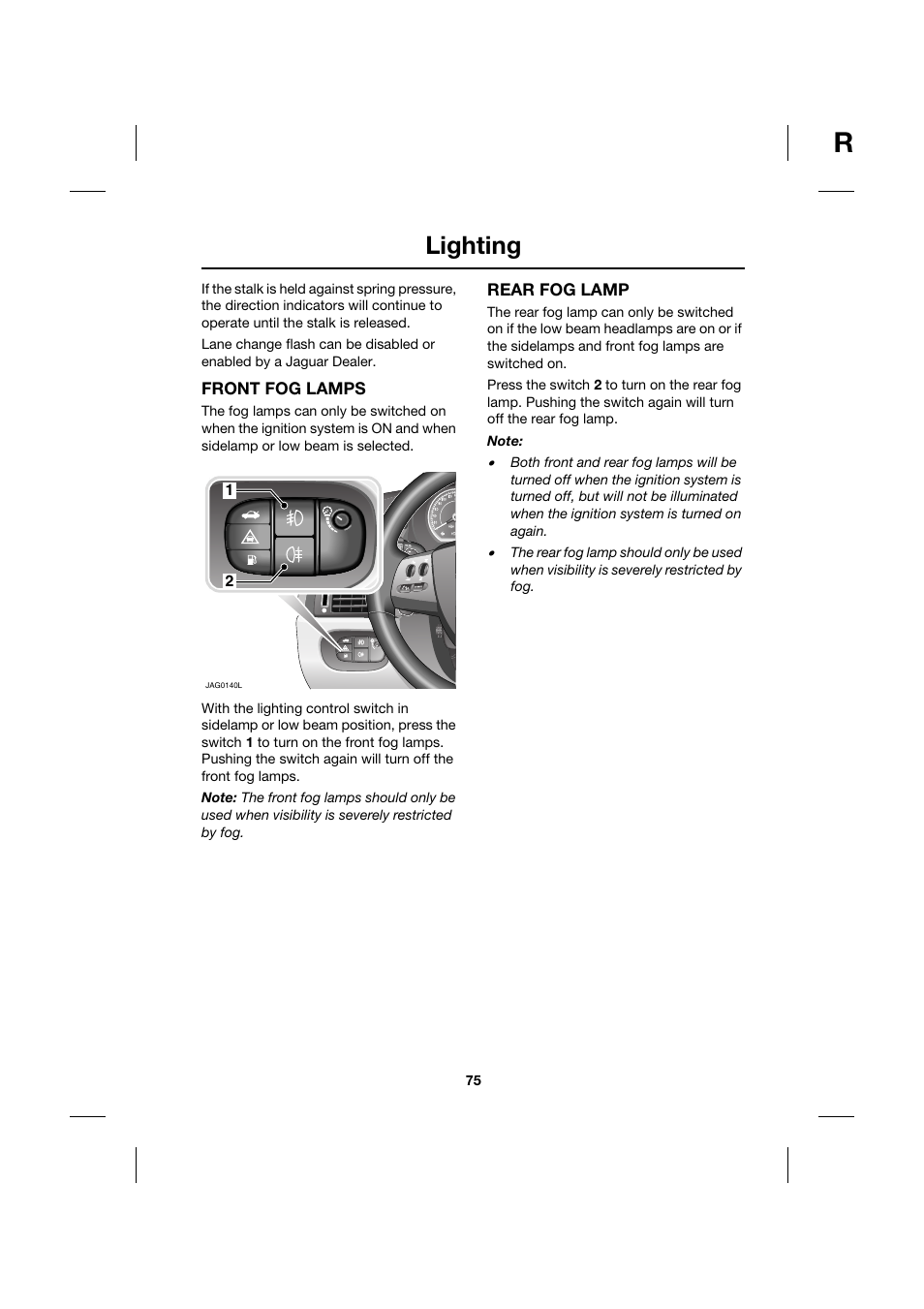 Lighting | Jaguar XK JJM 18 02 30 701 User Manual | Page 66 / 260