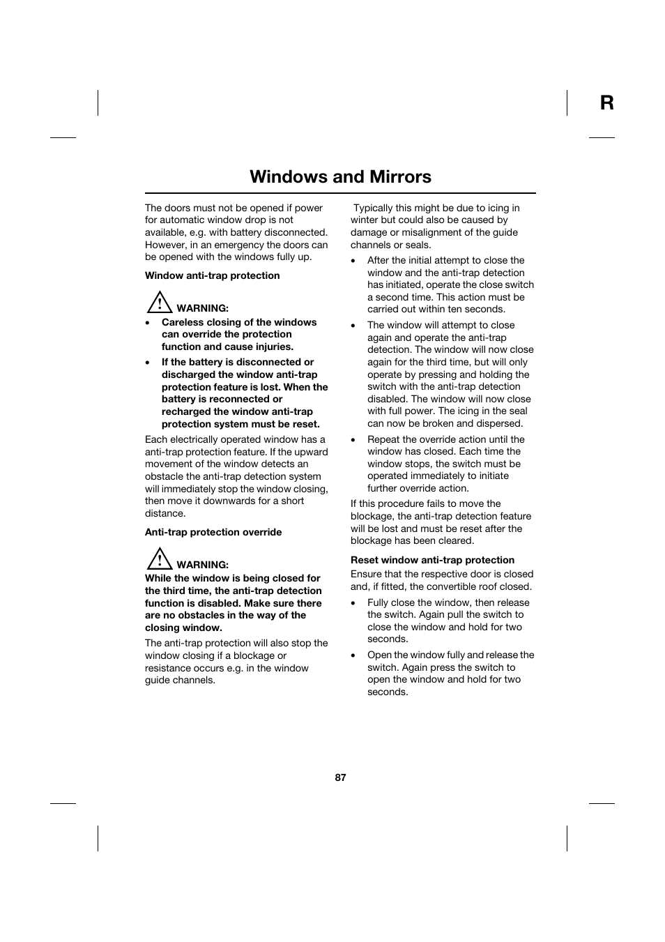 Windows and mirrors | Jaguar XK JJM 18 02 30 701 User Manual | Page 78 / 260