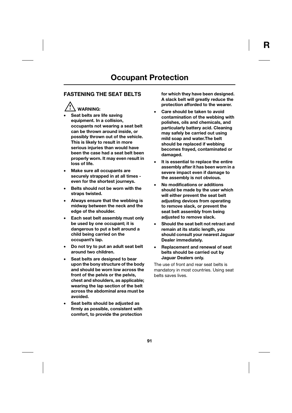 Occupant protection | Jaguar XK JJM 18 02 30 701 User Manual | Page 82 / 260