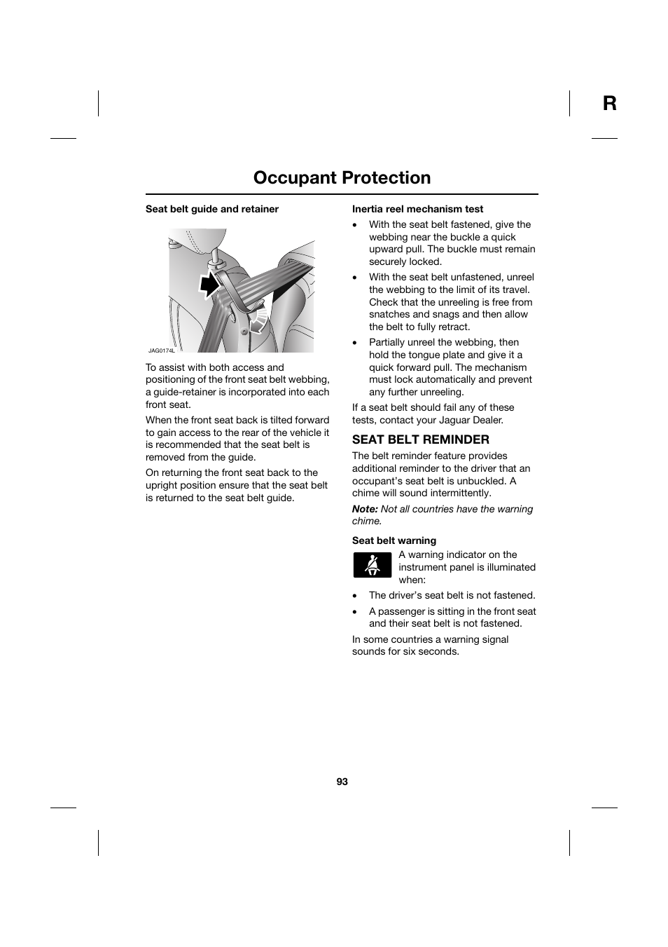 Occupant protection | Jaguar XK JJM 18 02 30 701 User Manual | Page 84 / 260