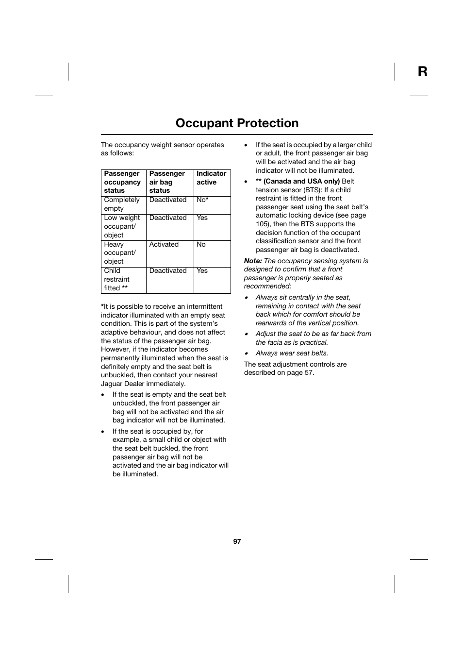 Occupant protection | Jaguar XK JJM 18 02 30 701 User Manual | Page 88 / 260