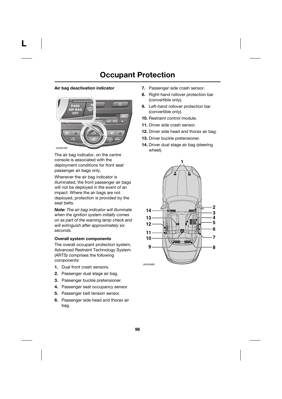 Occupant protection | Jaguar XK JJM 18 02 30 701 User Manual | Page 89 / 260