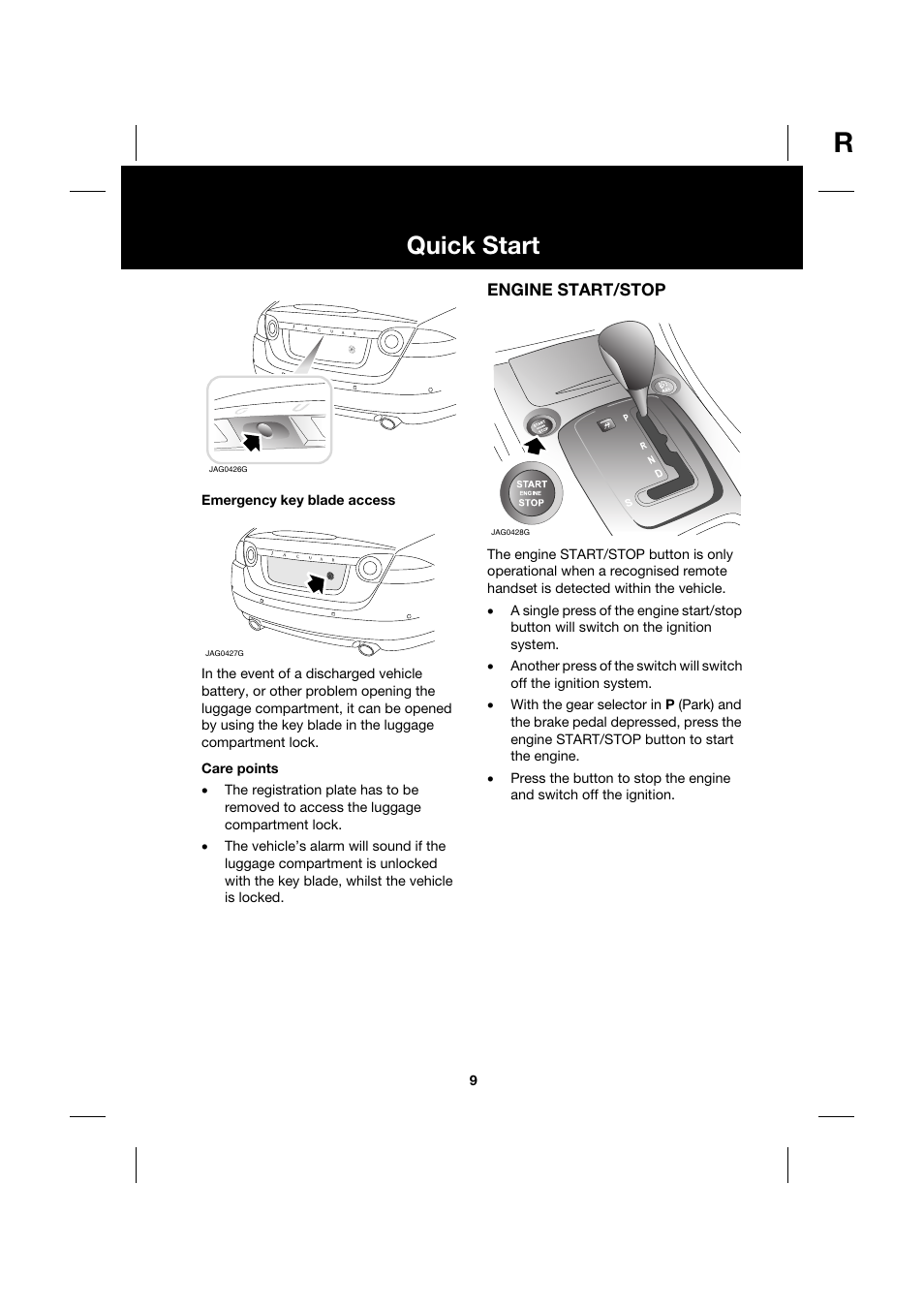 Quick start | Jaguar XK JJM 18 02 30 701 User Manual | Page 9 / 260