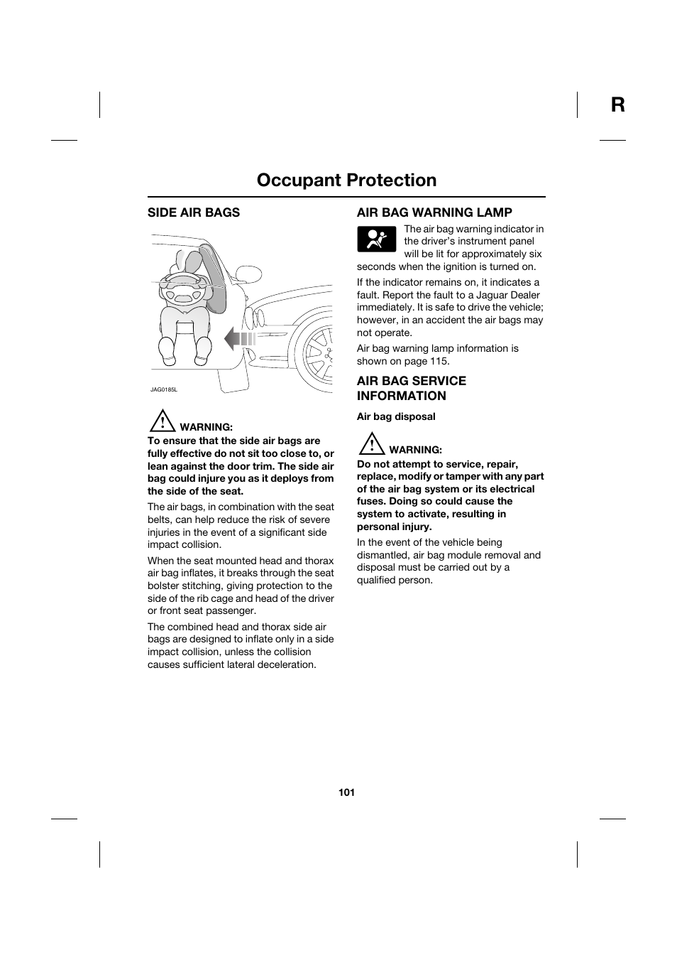 Occupant protection | Jaguar XK JJM 18 02 30 701 User Manual | Page 92 / 260