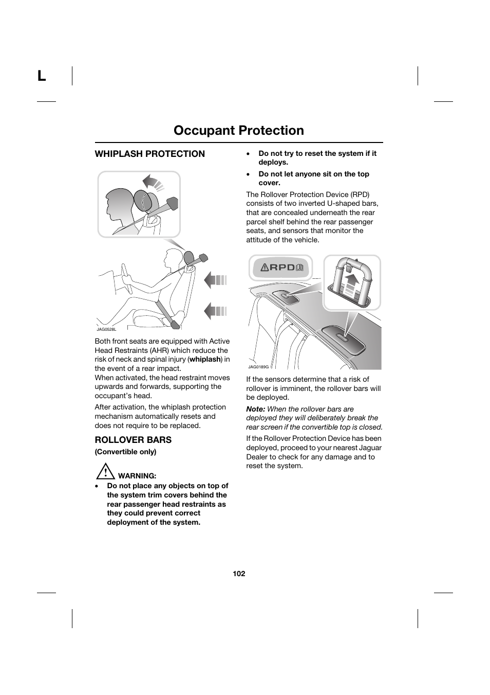 Occupant protection | Jaguar XK JJM 18 02 30 701 User Manual | Page 93 / 260