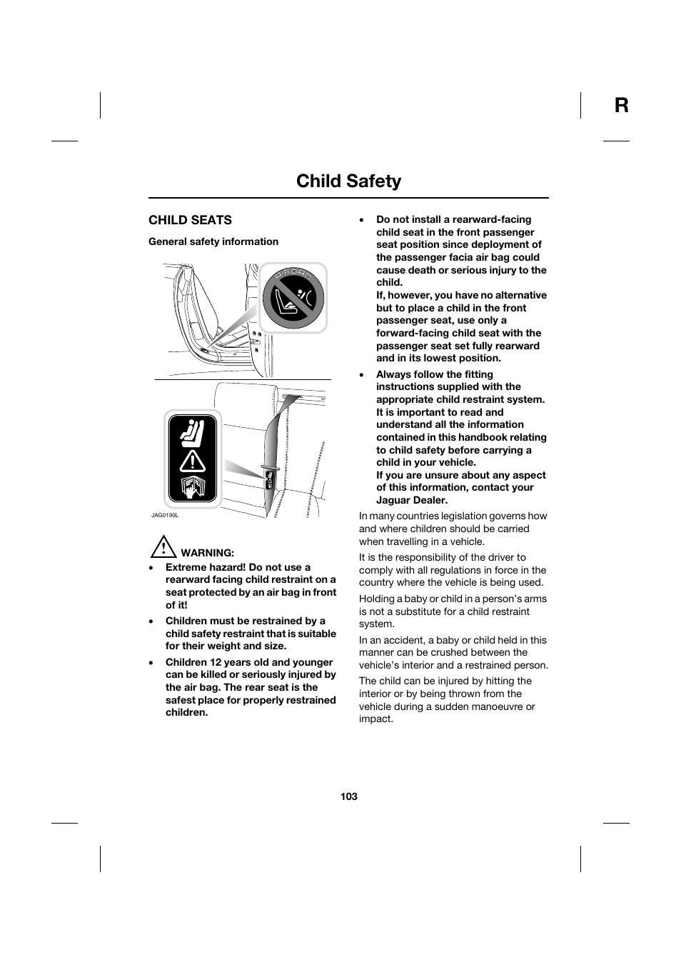 Child safety | Jaguar XK JJM 18 02 30 701 User Manual | Page 94 / 260