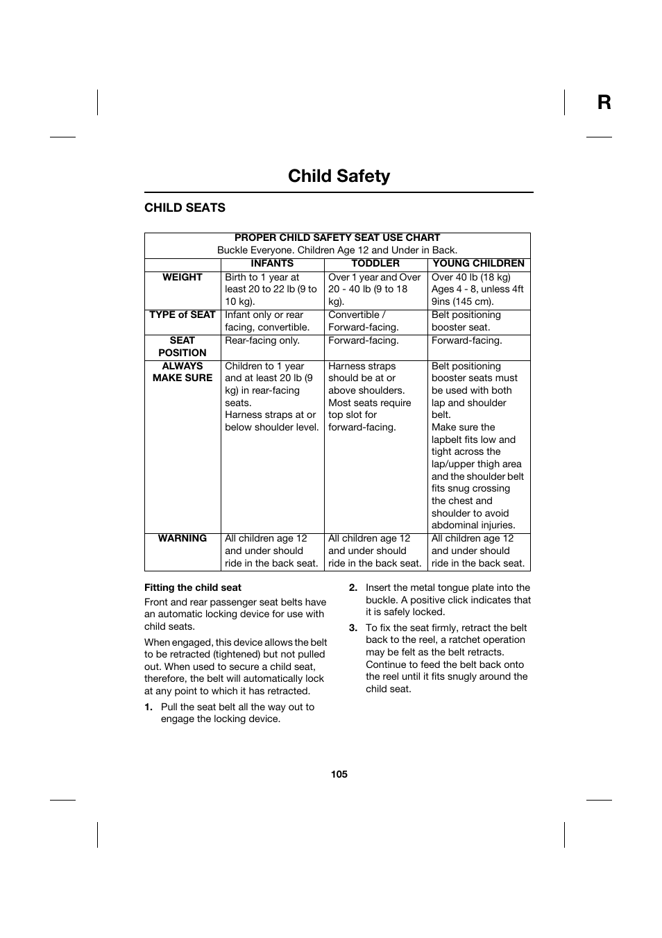 Child safety | Jaguar XK JJM 18 02 30 701 User Manual | Page 96 / 260