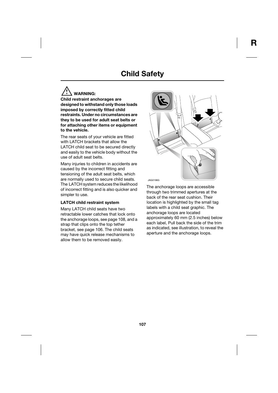 Child safety | Jaguar XK JJM 18 02 30 701 User Manual | Page 98 / 260