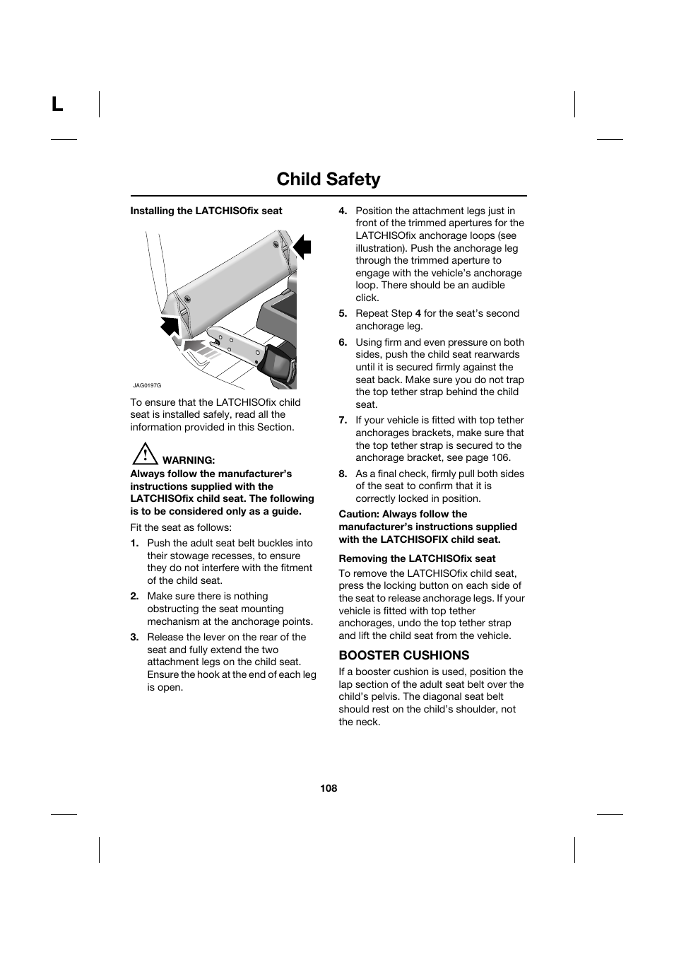 Child safety | Jaguar XK JJM 18 02 30 701 User Manual | Page 99 / 260