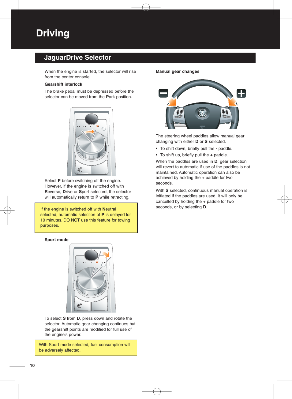 Driving, Jaguardrive selector | Jaguar XF User Manual | Page 10 / 20