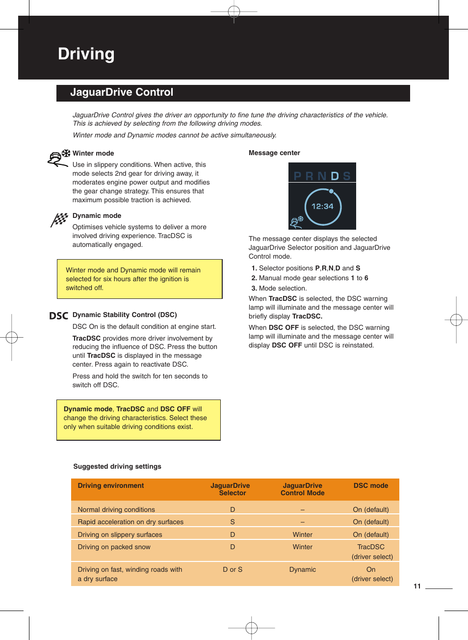 Driving, Jaguardrive control | Jaguar XF User Manual | Page 11 / 20