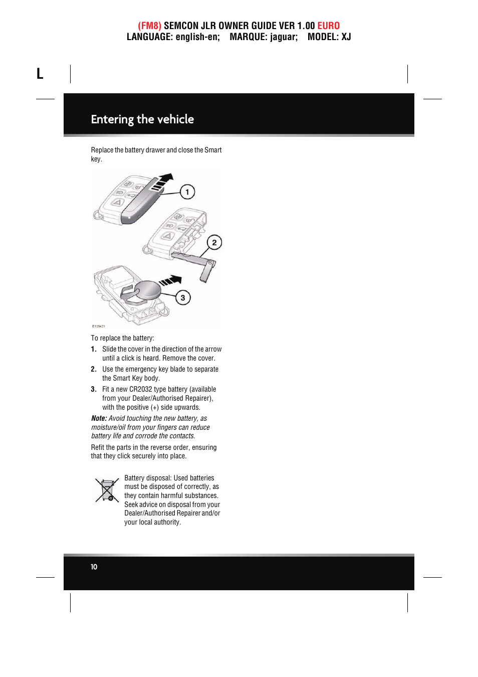 Entering the vehicle | Jaguar XJ User Manual | Page 10 / 207