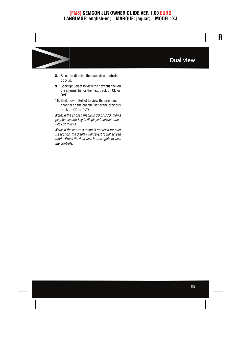 Dual view | Jaguar XJ User Manual | Page 115 / 207