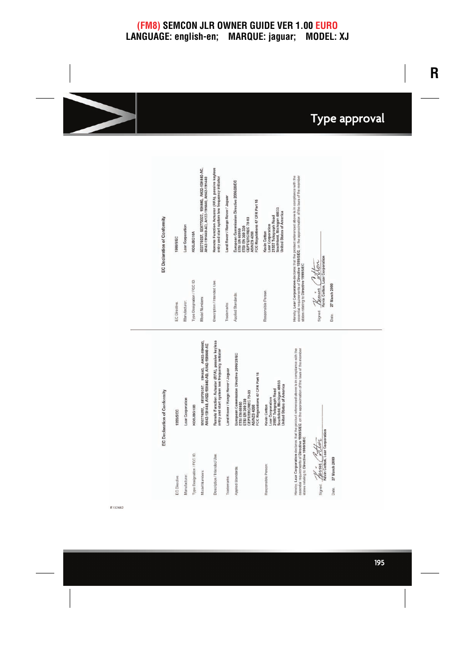 Type approval | Jaguar XJ User Manual | Page 195 / 207