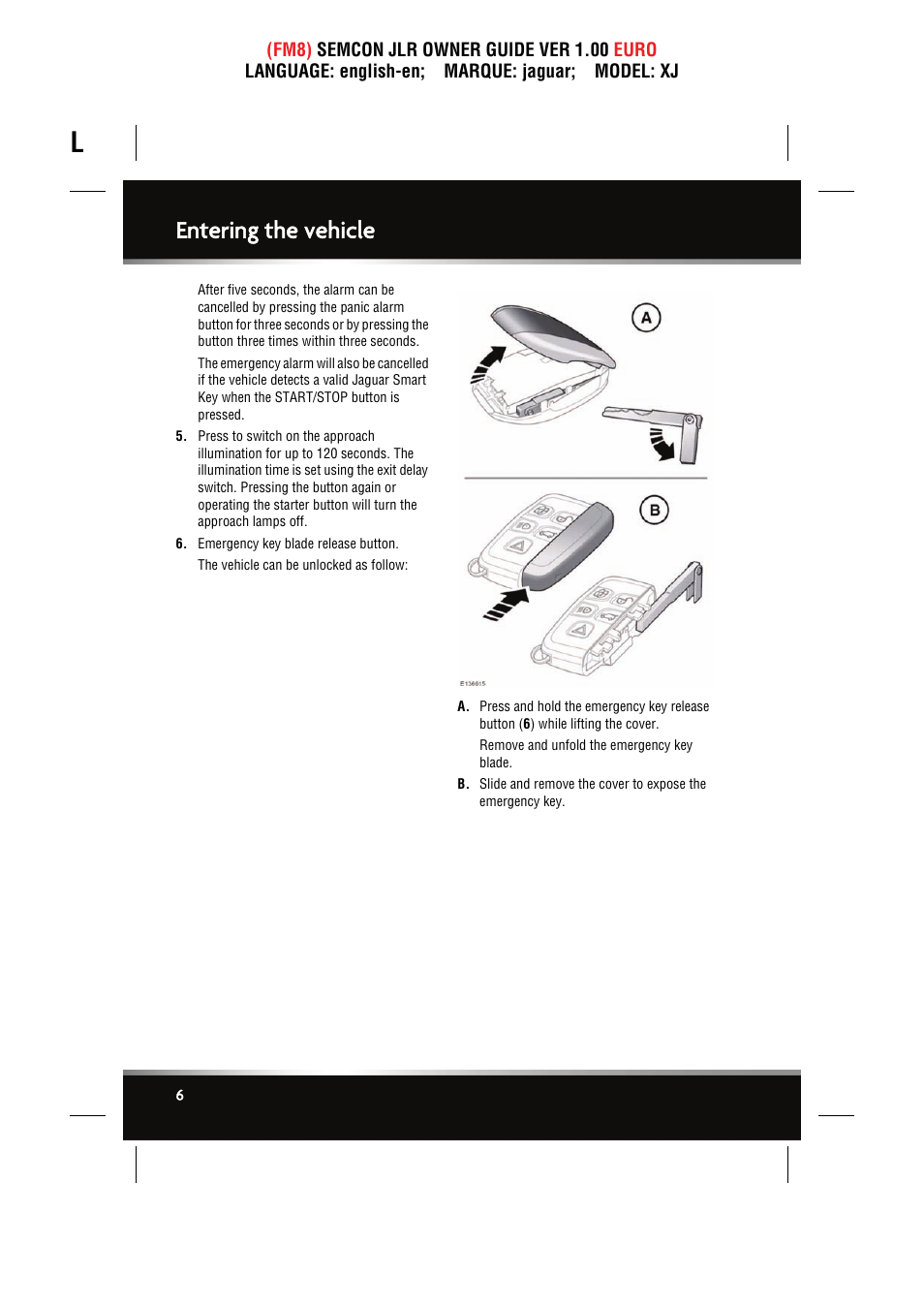 Entering the vehicle | Jaguar XJ User Manual | Page 6 / 207