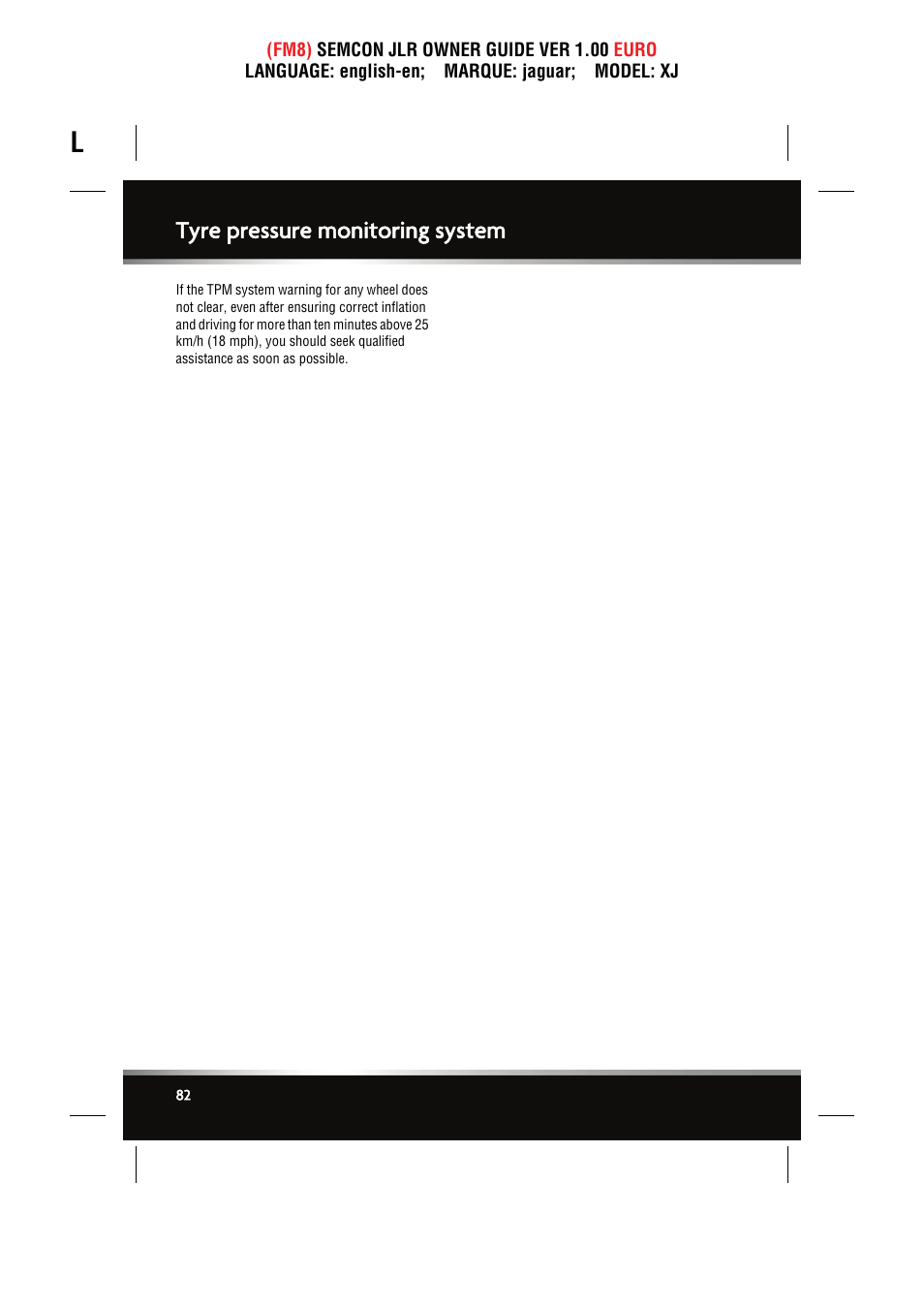 Tyre pressure monitoring system | Jaguar XJ User Manual | Page 82 / 207