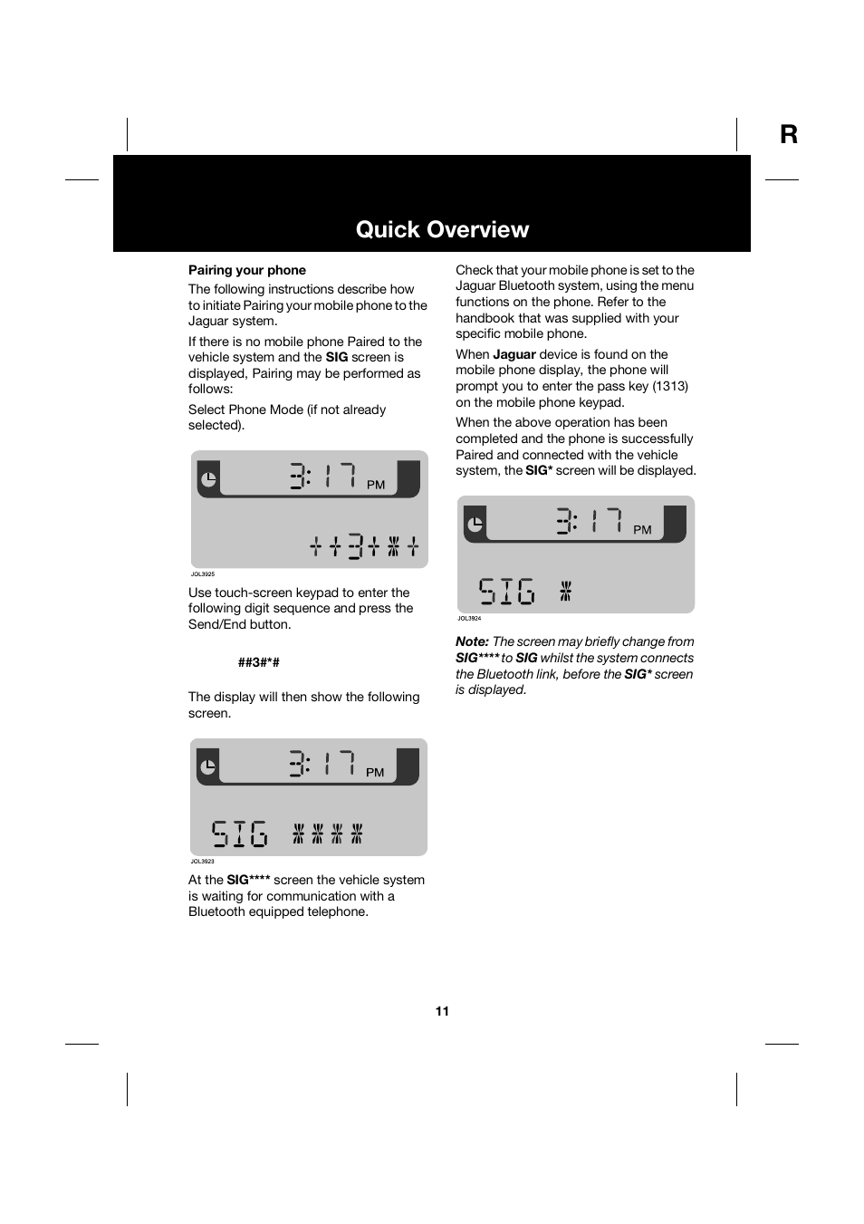 Quick overview | Jaguar bluetooth handbook JLM10 31 99 552 User Manual | Page 11 / 41