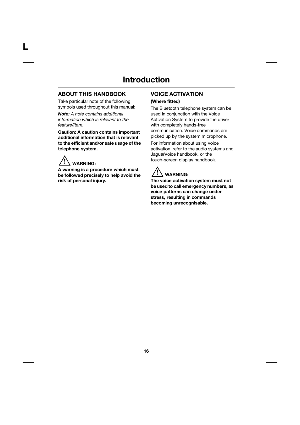 Introduction | Jaguar bluetooth handbook JLM10 31 99 552 User Manual | Page 16 / 41