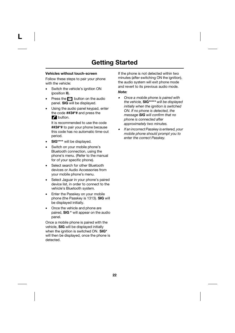 Getting started | Jaguar bluetooth handbook JLM10 31 99 552 User Manual | Page 22 / 41