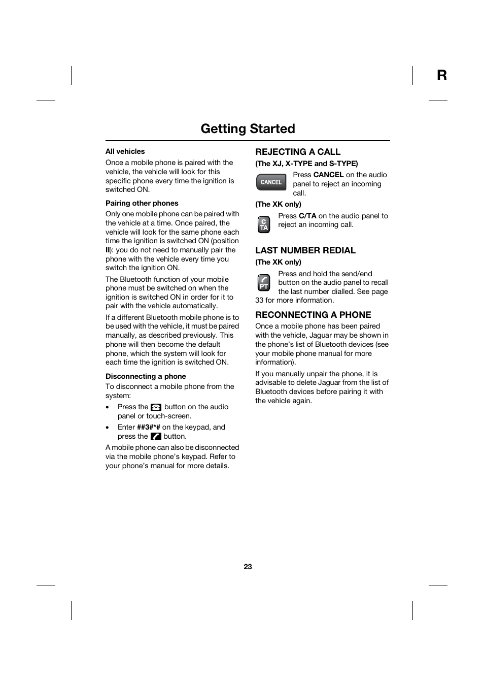 Getting started | Jaguar bluetooth handbook JLM10 31 99 552 User Manual | Page 23 / 41