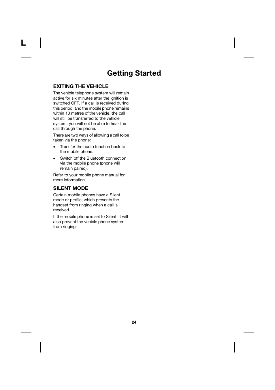 Getting started | Jaguar bluetooth handbook JLM10 31 99 552 User Manual | Page 24 / 41