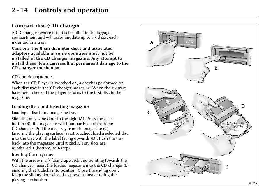 14 controls and operation | Jaguar 2002MY NAS Audio System JJM 18 03 24/22 User Manual | Page 21 / 28