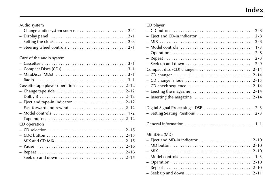 Index | Jaguar 2002MY NAS Audio System JJM 18 03 24/22 User Manual | Page 26 / 28