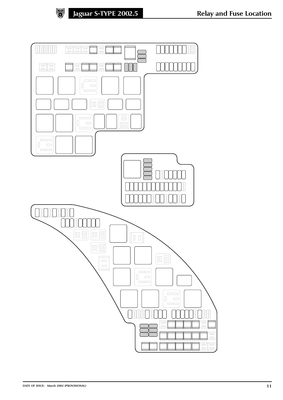 Relay and fuse location | Jaguar S-TYPE 2002 User Manual | Page 12 / 79