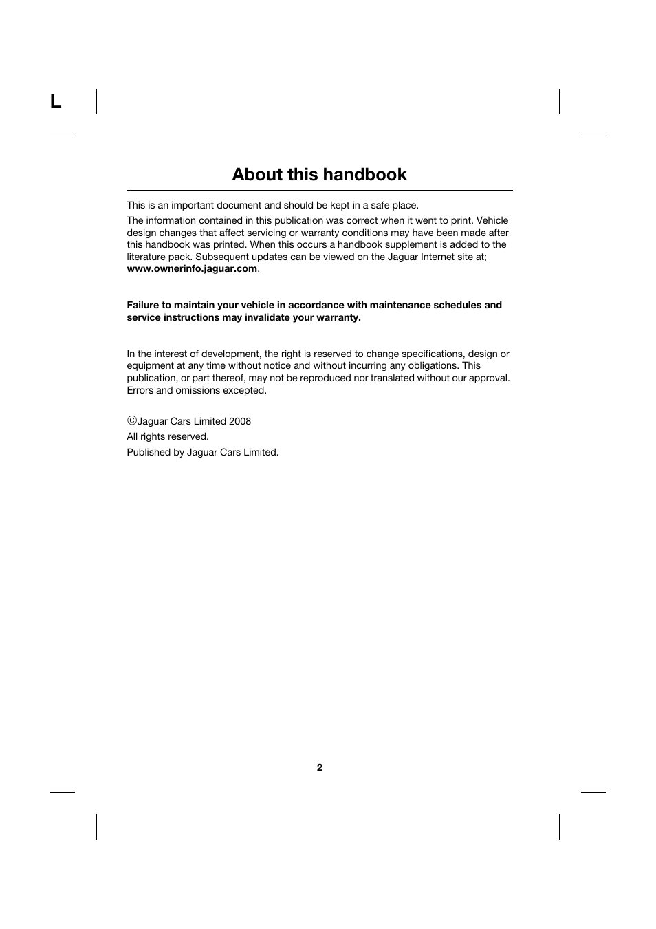 About this handbook | Jaguar JJM211099101 User Manual | Page 2 / 24