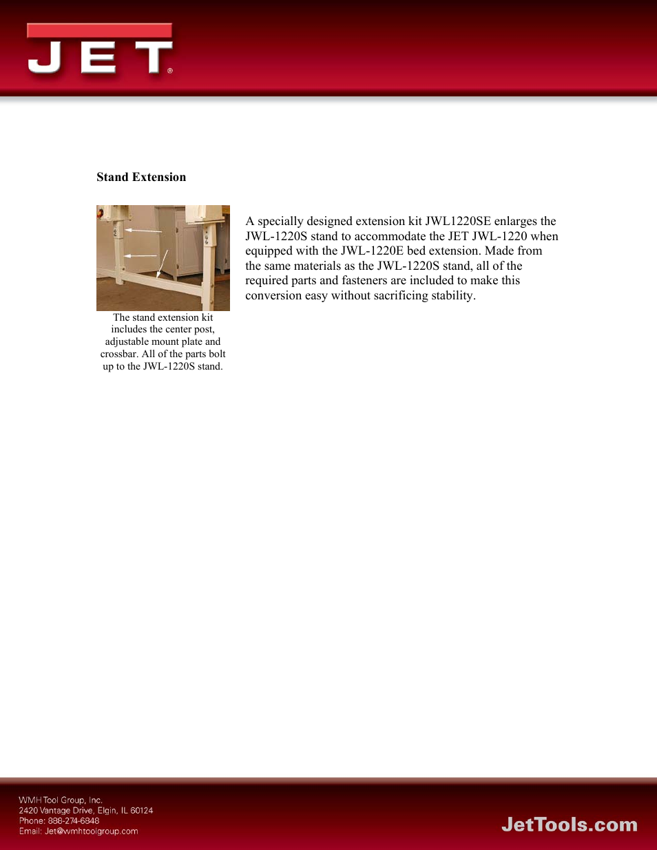 Stand extension | Jet Tools JWL-1220 User Manual | Page 5 / 5