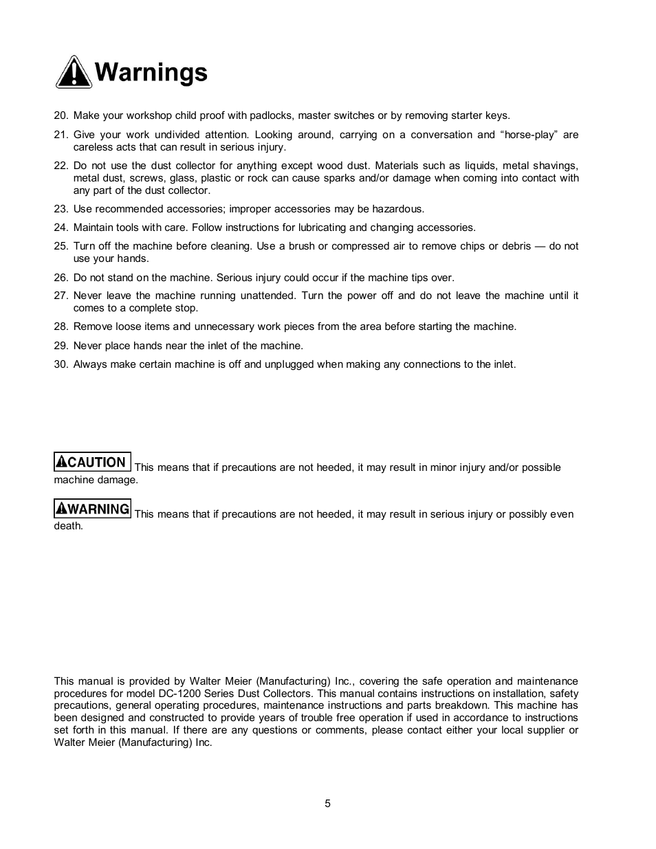 Introduction, Save these instructions | Jet Tools DC-1200CK User Manual | Page 5 / 24