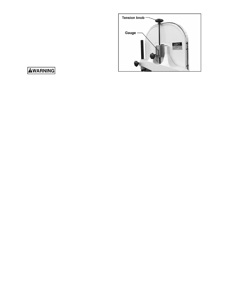 Changing blades, Adjusting blade tension | Jet Tools JWBS-14OS User Manual | Page 17 / 32