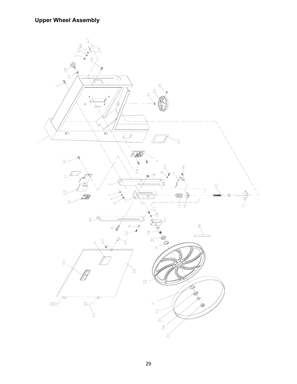 Lower wheel and motor assembly | Jet Tools JWBS-18X User Manual | Page 29 / 40
