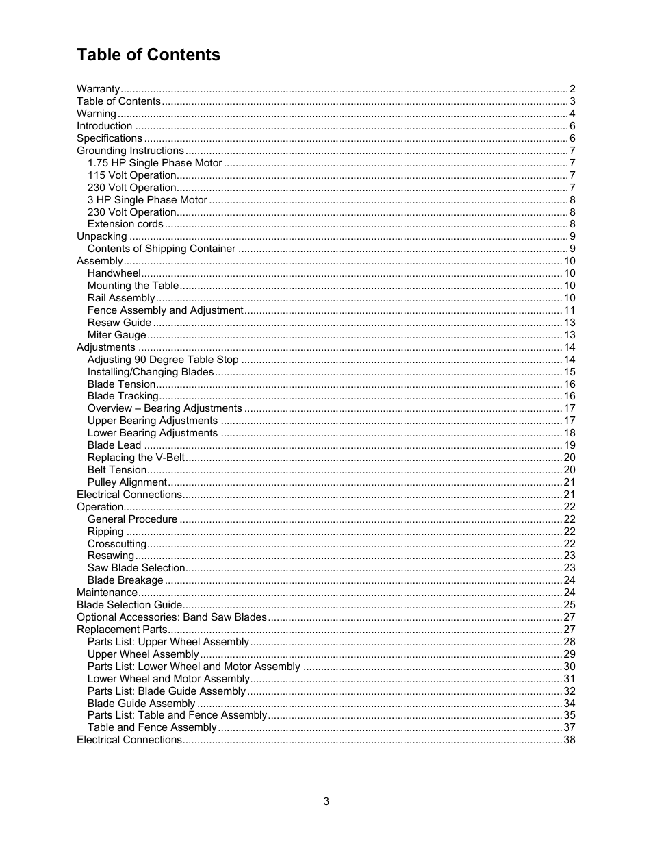 Jet Tools JWBS-18X User Manual | Page 3 / 40