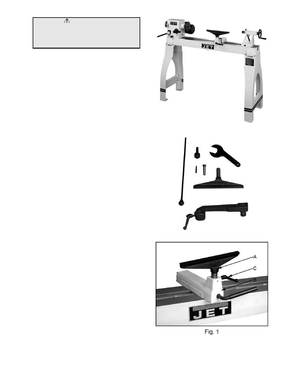 Contents of the shipping containers, Unpacking and clean-up, Assembly | Warning | Jet Tools 708358 User Manual | Page 9 / 32
