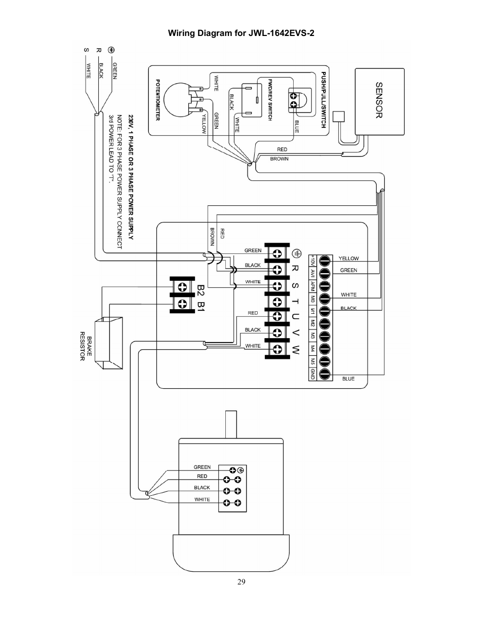 Wiring diagram for jwl-1642evs-2 | Jet Tools JWL-1642EVS-2 User Manual | Page 29 / 32