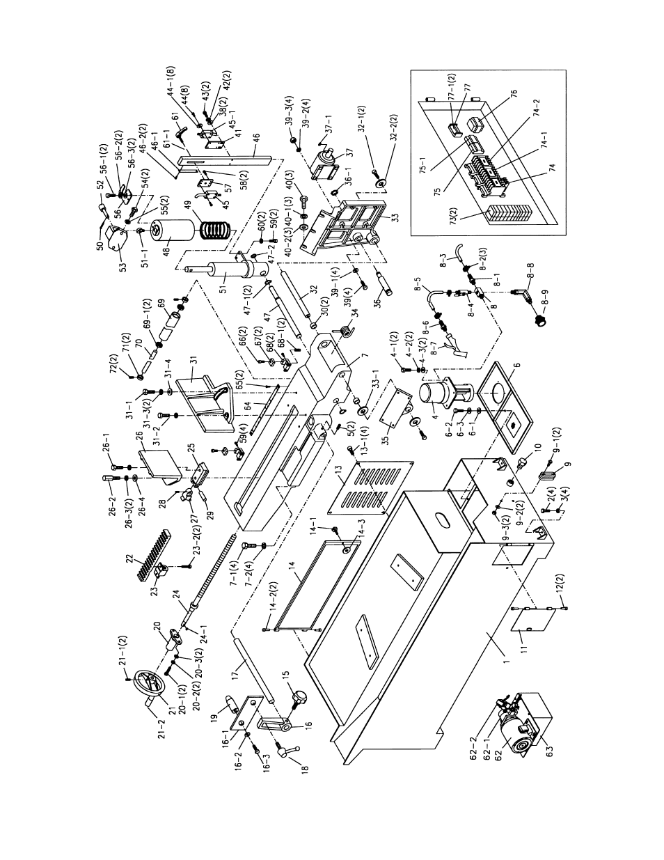 Bed and base assembly | Jet Tools HBS-1321W WMH User Manual | Page 14 / 24