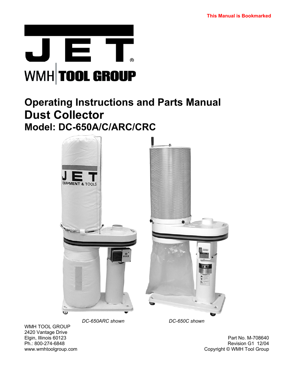 Jet Tools DC-650C User Manual | 20 pages