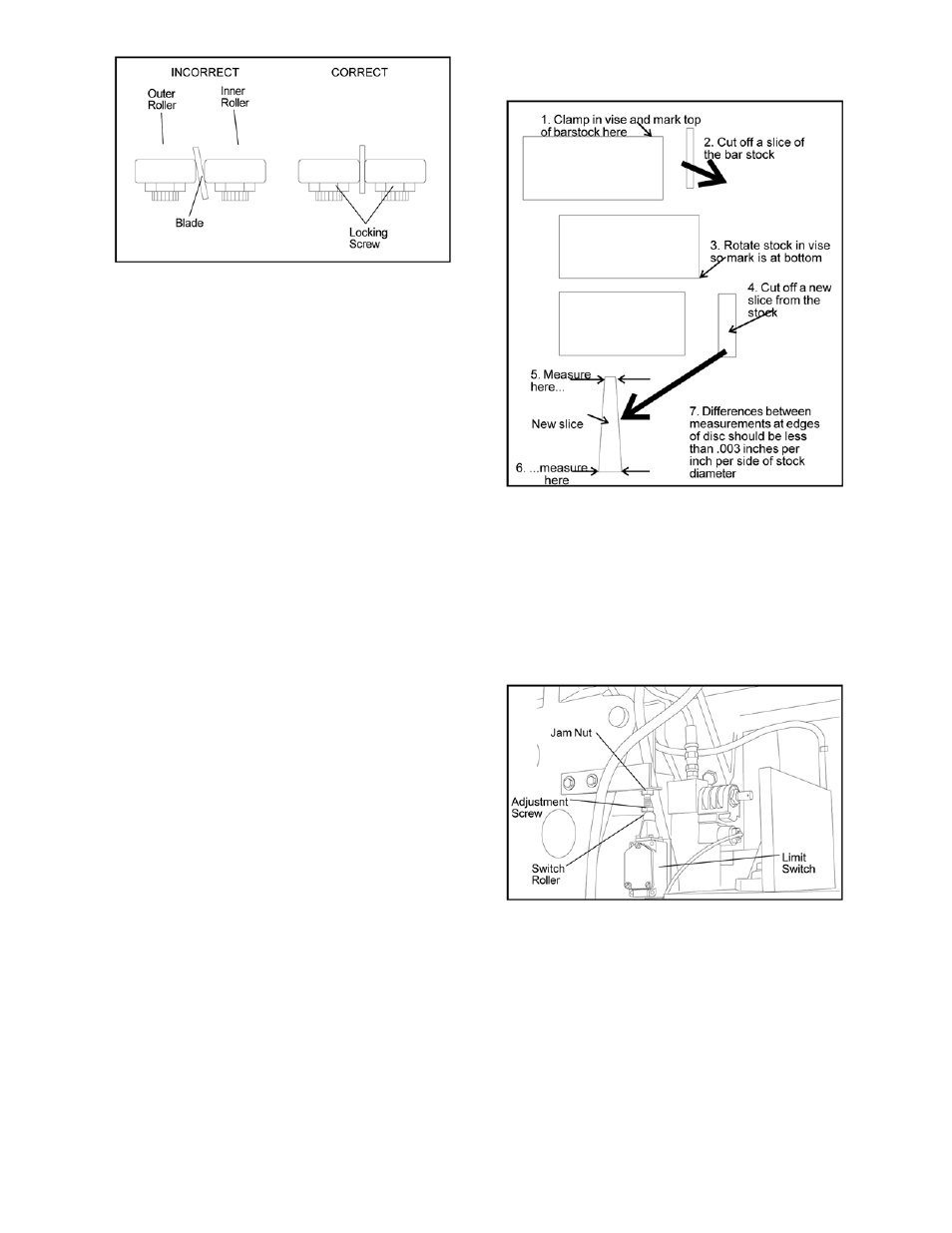 4 test cutting to verify adjustment accuracy, 5 limit switch adjustment, 0 maintenance | 1 cleaning | Jet Tools J-7040 User Manual | Page 14 / 32