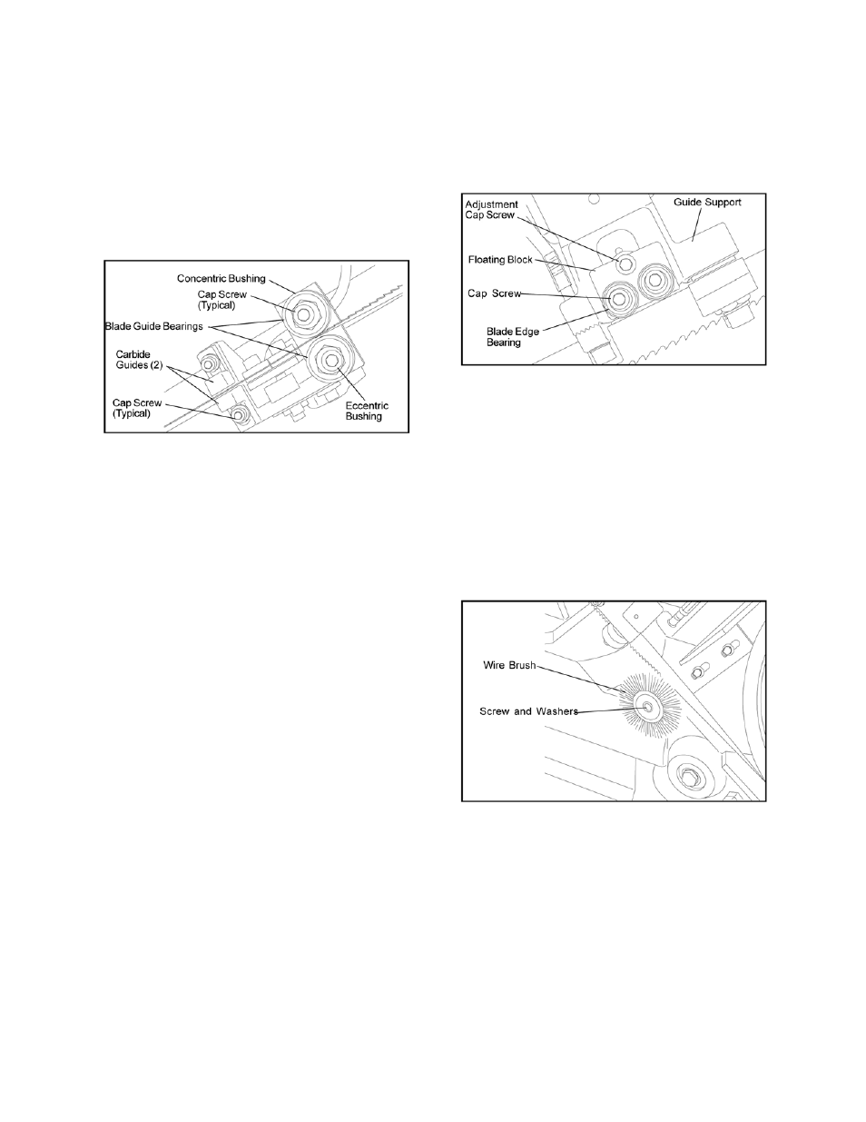 10 replacing carbide blade guide, 11 replacing guide bearings, 12 replacing blade edge bearings | 13 replacing wire brush | Jet Tools J-7040 User Manual | Page 17 / 32