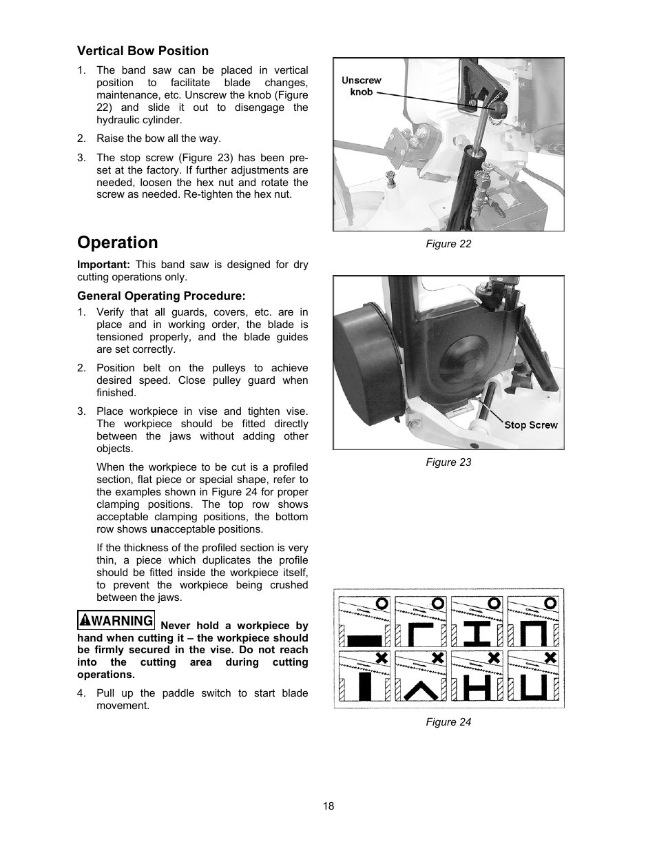 Operation | Jet Tools HBS-56S User Manual | Page 18 / 28