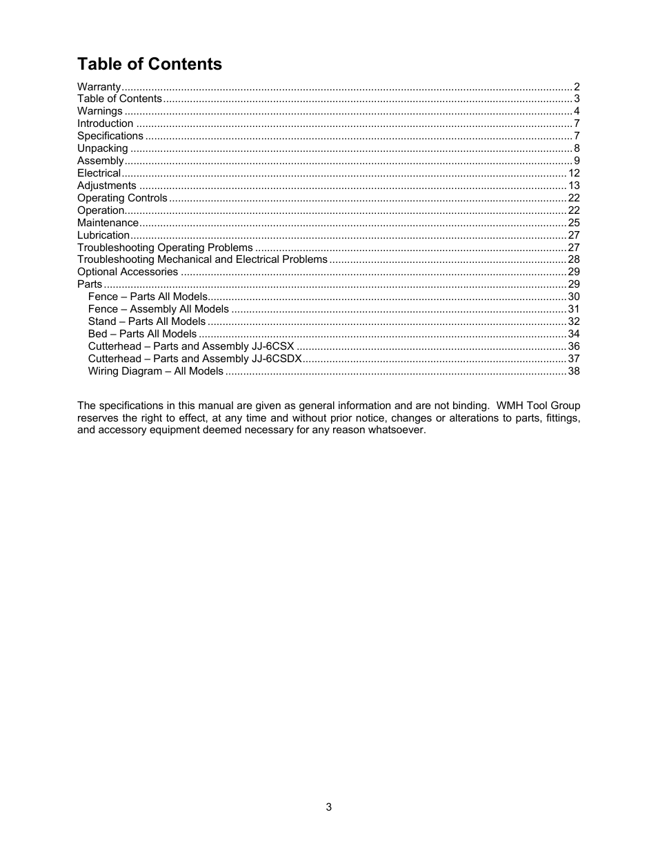 Jet Tools JJ-6CSDX User Manual | Page 3 / 40