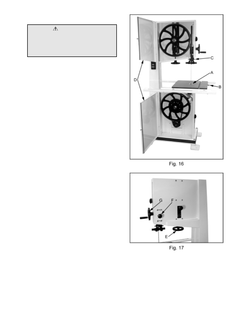 Warning | Jet Tools JWBS-16 User Manual | Page 14 / 30