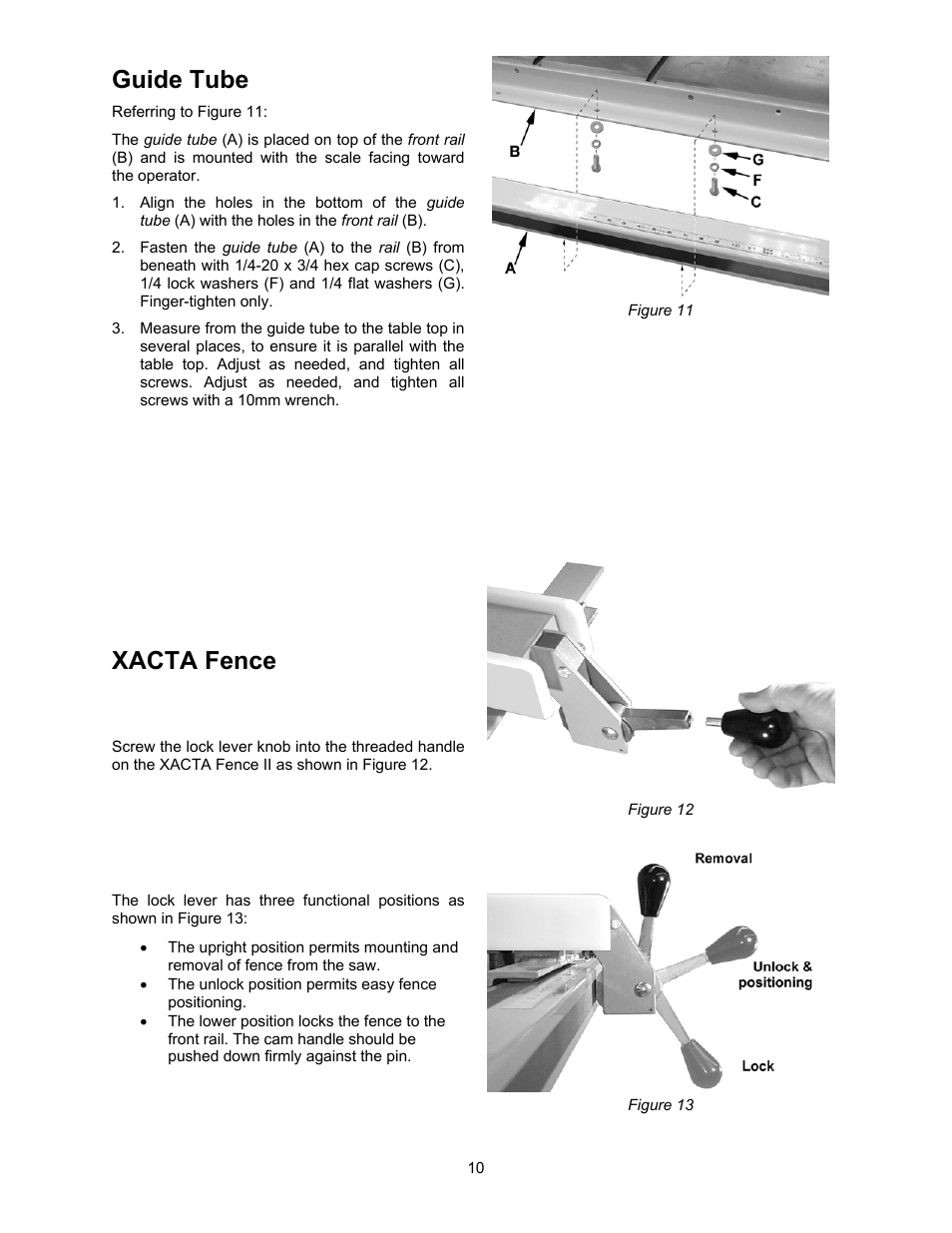 Guide tube, Xacta fence | Jet Tools JWCS-10 User Manual | Page 10 / 16