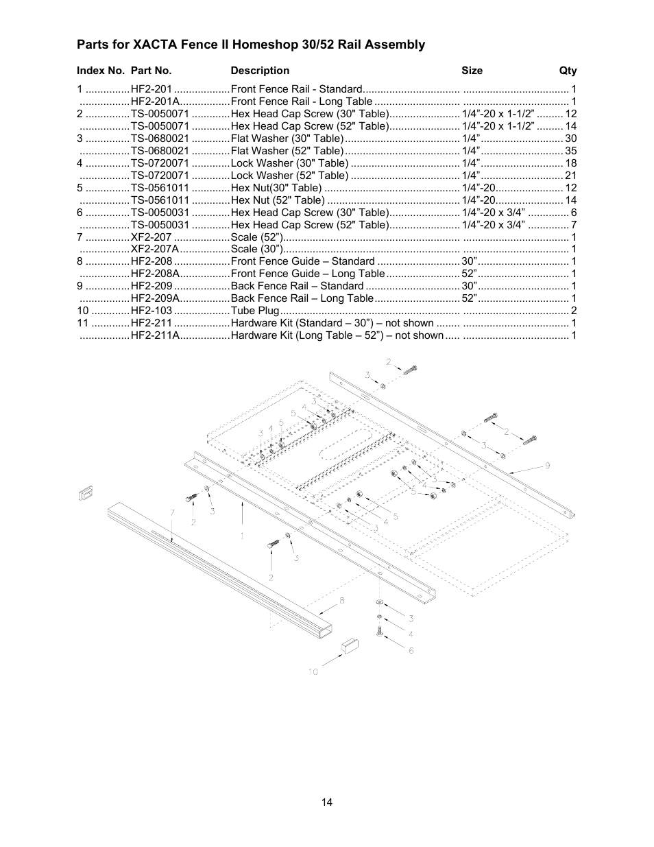 Rail assembly | Jet Tools JWCS-10 User Manual | Page 14 / 16