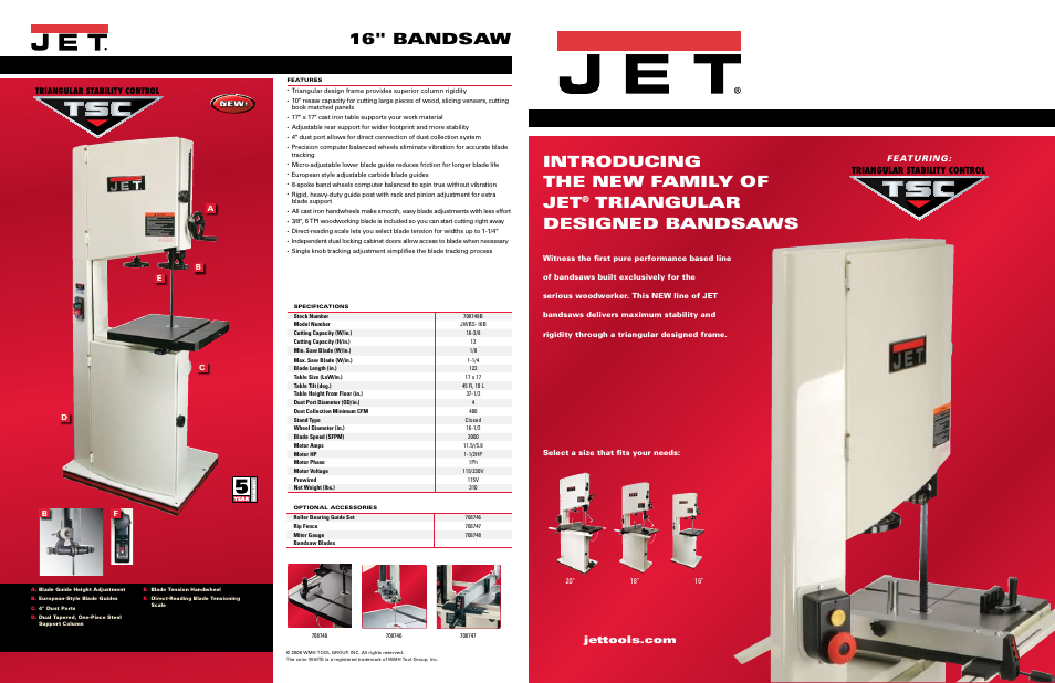 Jet Tools 18" Bandsaw User Manual | 4 pages