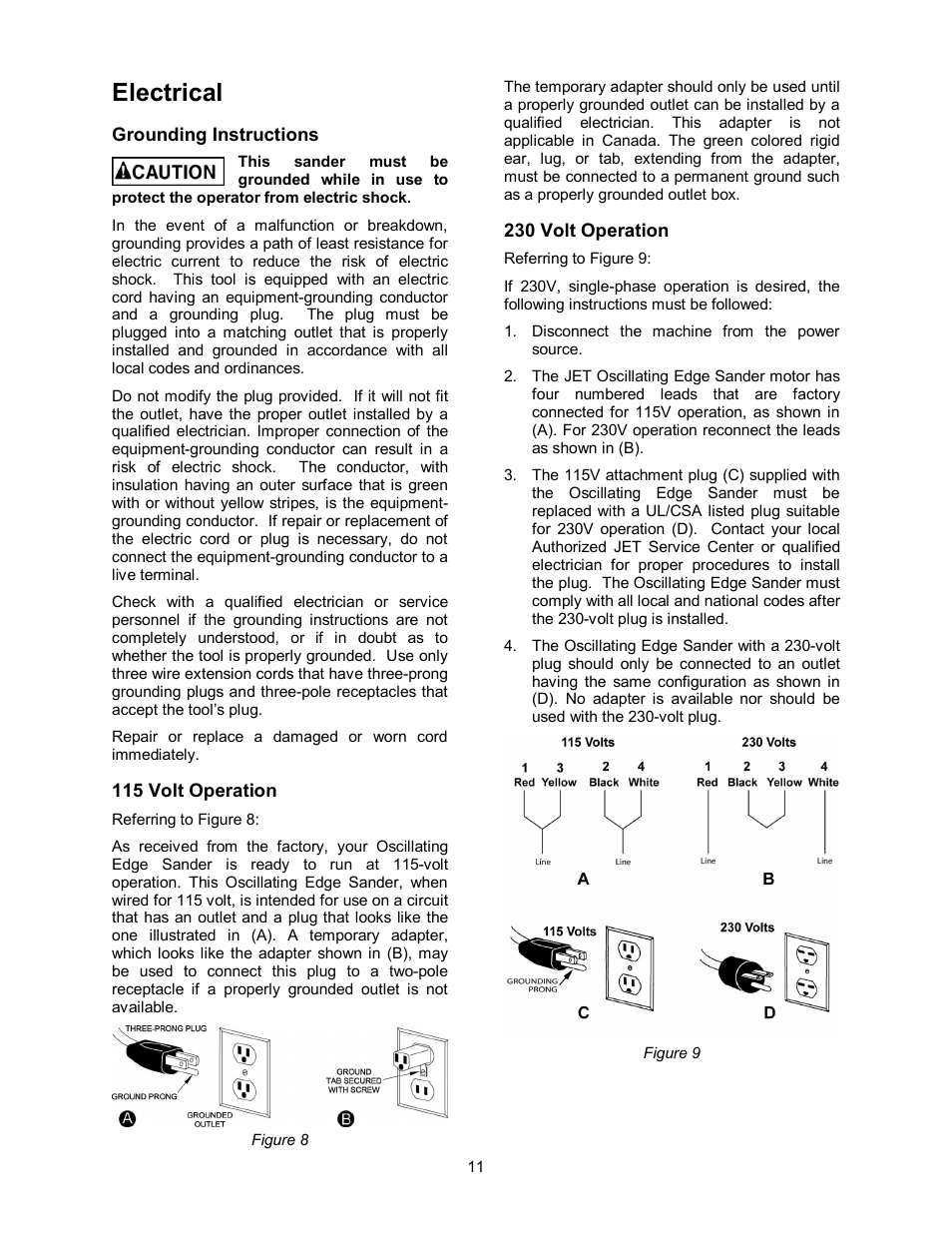 Electrical | Jet Tools OES-80CS User Manual | Page 11 / 24